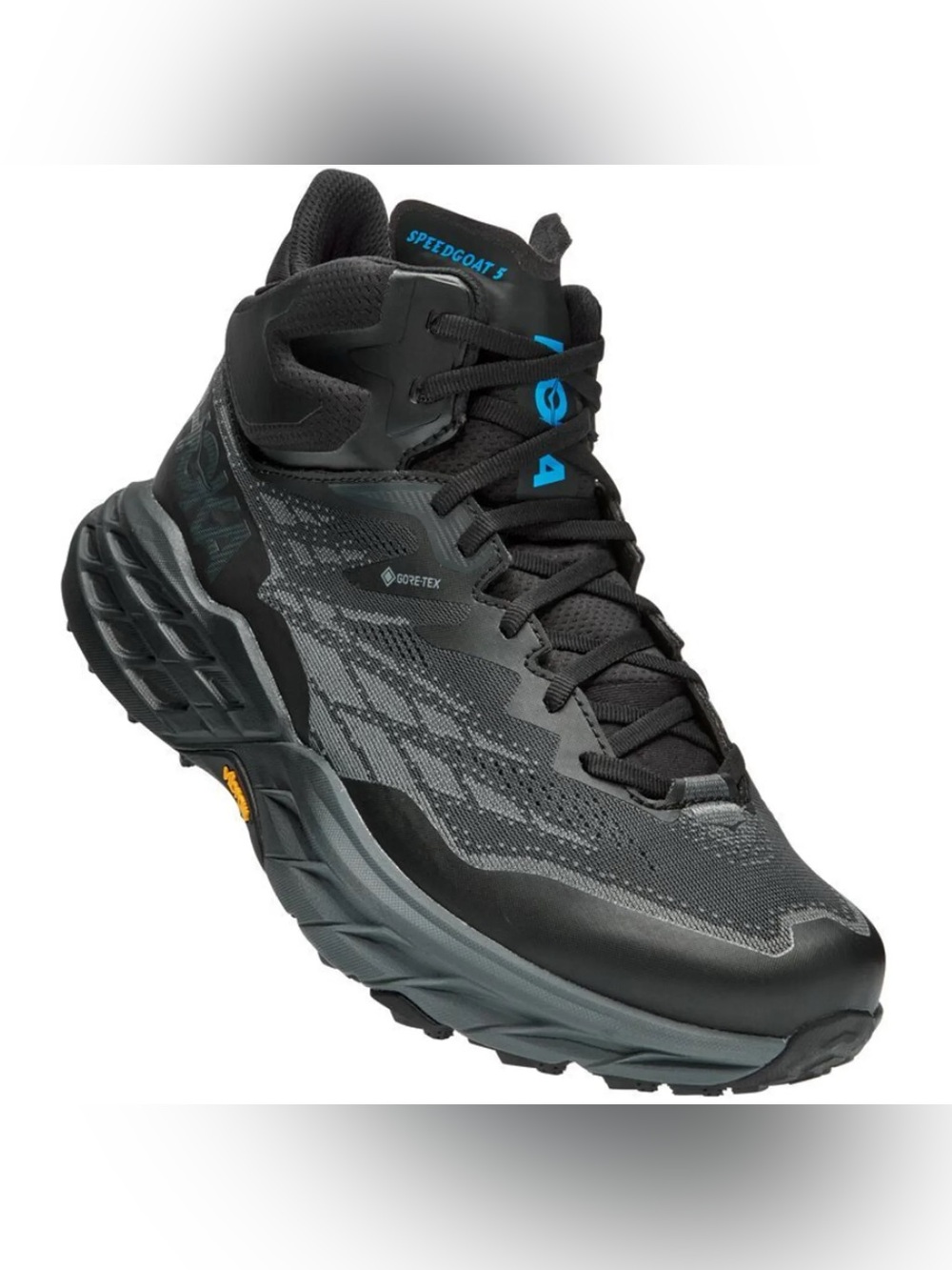 Hoka One One Speedgoat 5 Mid GTX Men's Trail Running Shoes, Size 10 Black/Black